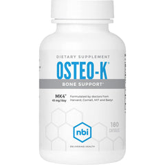 NBI Osteo-K bottle label close-up showing premium bone support ingredients.