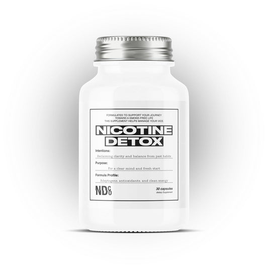 NDCO Nicotine Detox bottle being poured for convenient daily cravings support.