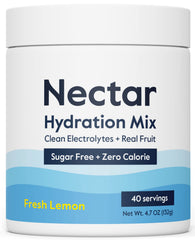 Nectar lemon sugar-free electrolytes tub front shows clean hydration benefits