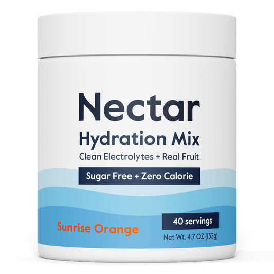 Nectar orange tub cover close-up for portable zero-calorie hydration.