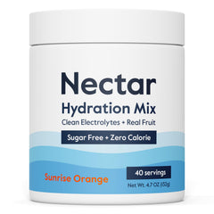 Nectar orange tub cover close-up for portable zero-calorie hydration.