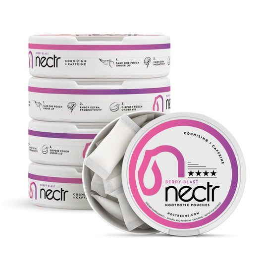 Nectr Energy Berry Blast pouch close-up for smooth focus