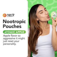 Opened pouch reveals slim format for convenient, discreet energy anywhere
