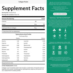 Needed Collagen Powder tub back label showing hormone-free and ingredient notes.