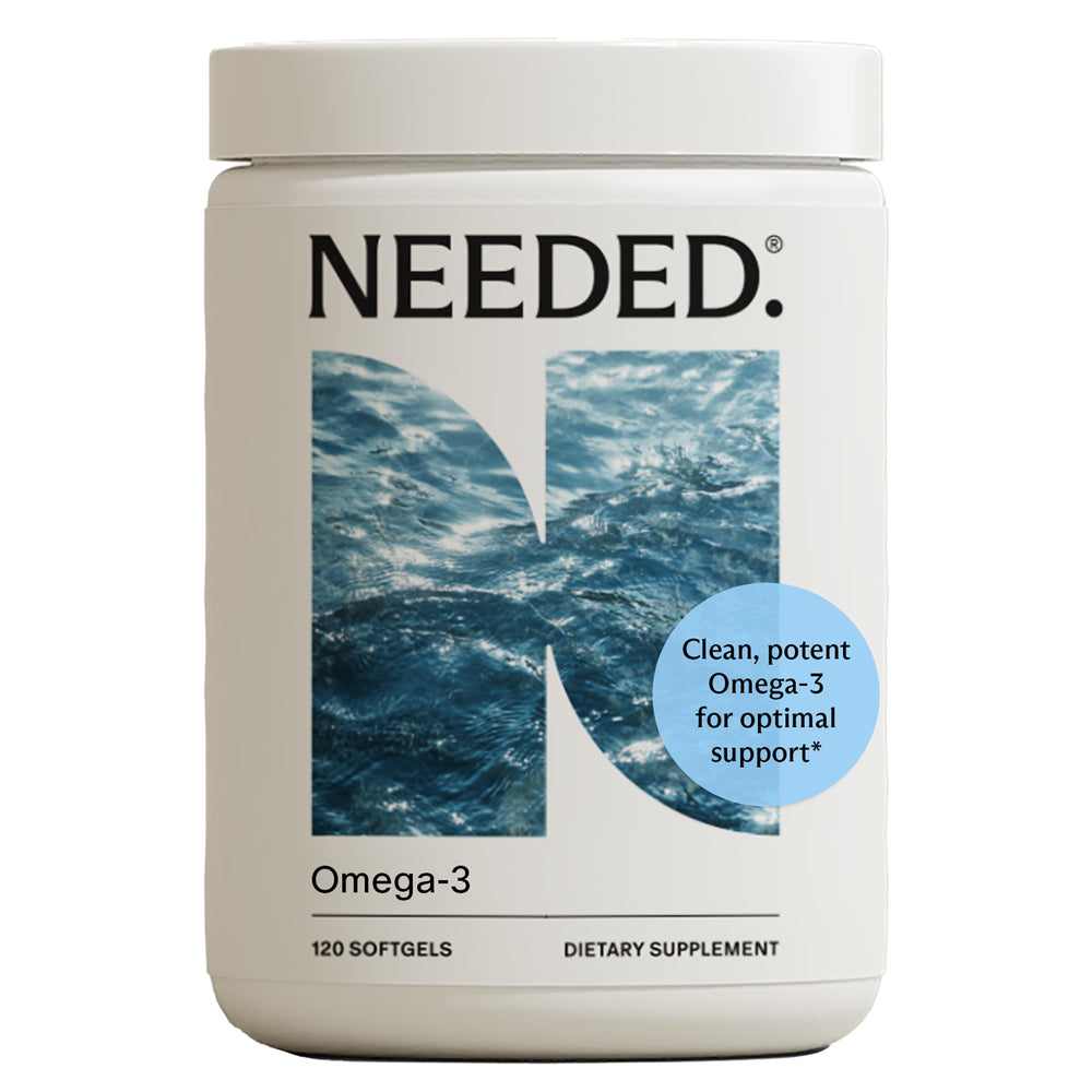 Needed Prenatal Omega-3 bottle front showing high potency DHA and EPA details.