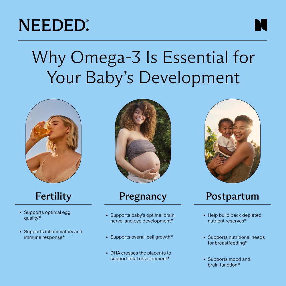 Needed Prenatal Omega-3 sustainably sourced from microalgae for an eco-friendly option.