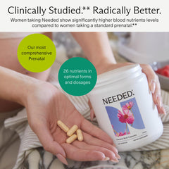 Needed vitamins label shows ingredients and dosages for informed choices.