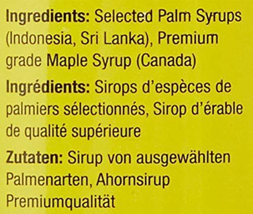 Close-up of maple and palm syrups in Neera Natural blend.