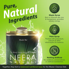 Master Cleanse kit image with Neera Natural syrup illustrating home detox routine.