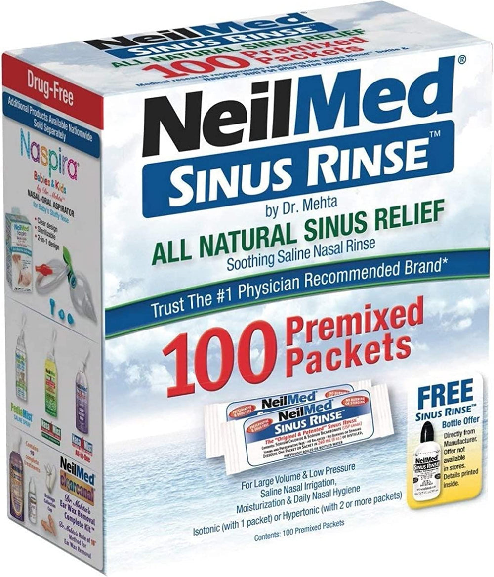 Pediatric vs regular NeilMed Sinus Rinse kit with different bottle sizes.