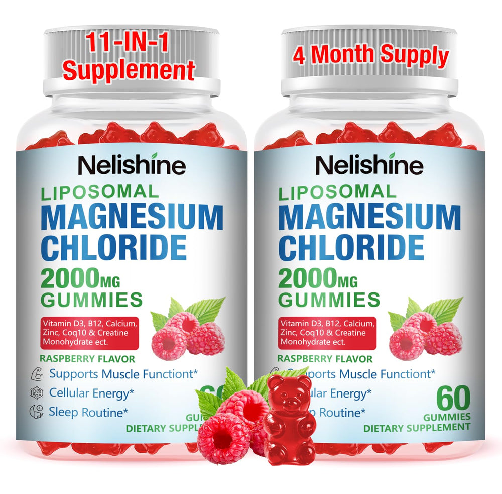 Nelishine liposomal magnesium gummies bottle front view for daily wellness
