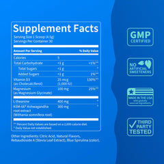 Nello SuperCalm ingredients close-up highlighting L-Theanine for calm focus