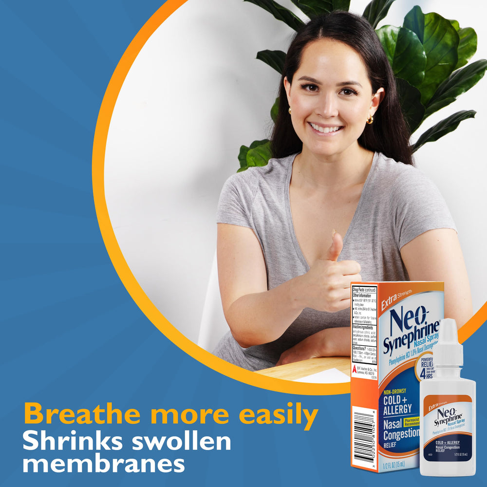 Neo-Synephrine nasal spray dosage directions close-up