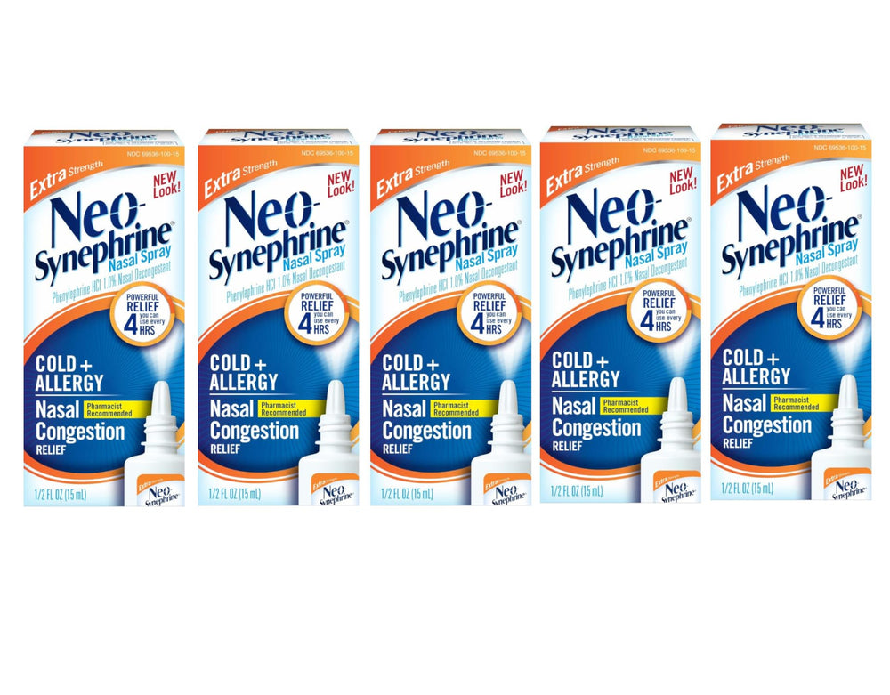 Neo-Synephrine nasal spray bottle with extra-strength formula ideal for quick relief