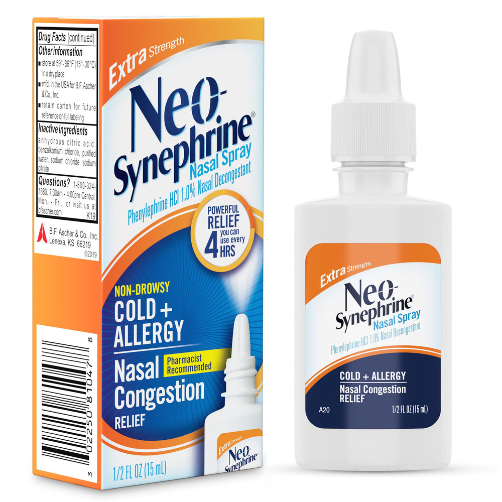 Neo-Synephrine nasal spray pack of five bottles for on-the-go use