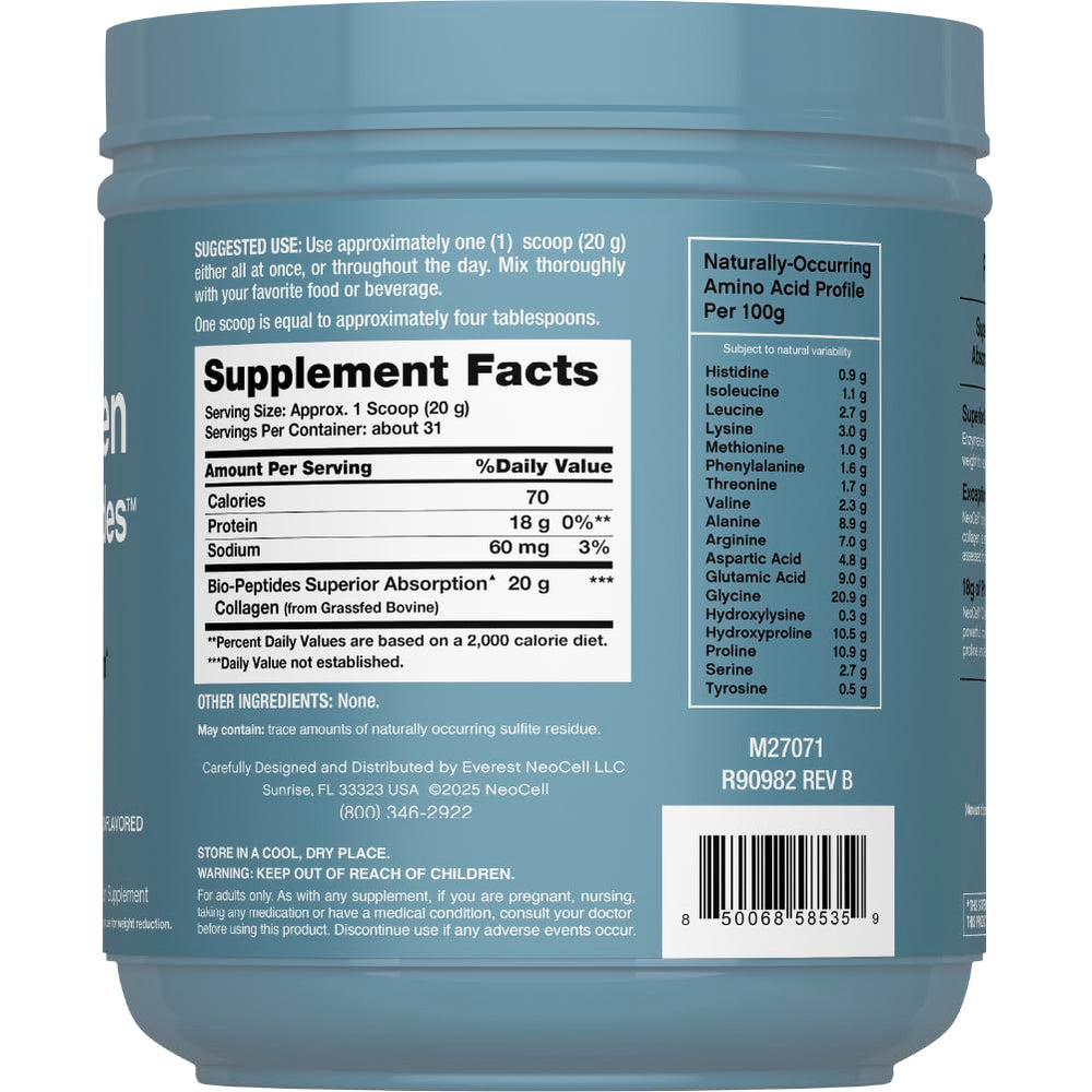 NeoCell Collagen Bio-Peptides powder scoop for convenient daily intake.