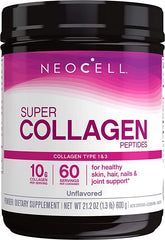 NeoCell grass-fed collagen peptides powder jar—unflavored, easy to mix into drinks for hair, skin, and nails.