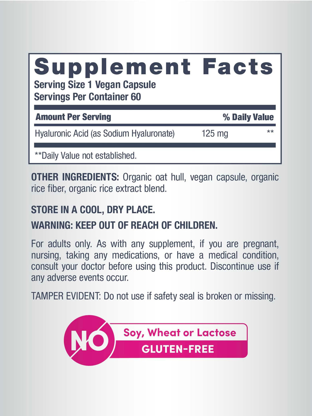 NeoCell ingredient panel highlights non-GMO, gluten-free, soy-free features