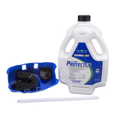 Neogen Prozap Protectus pour-on packaging shown beside an cattle infographic.