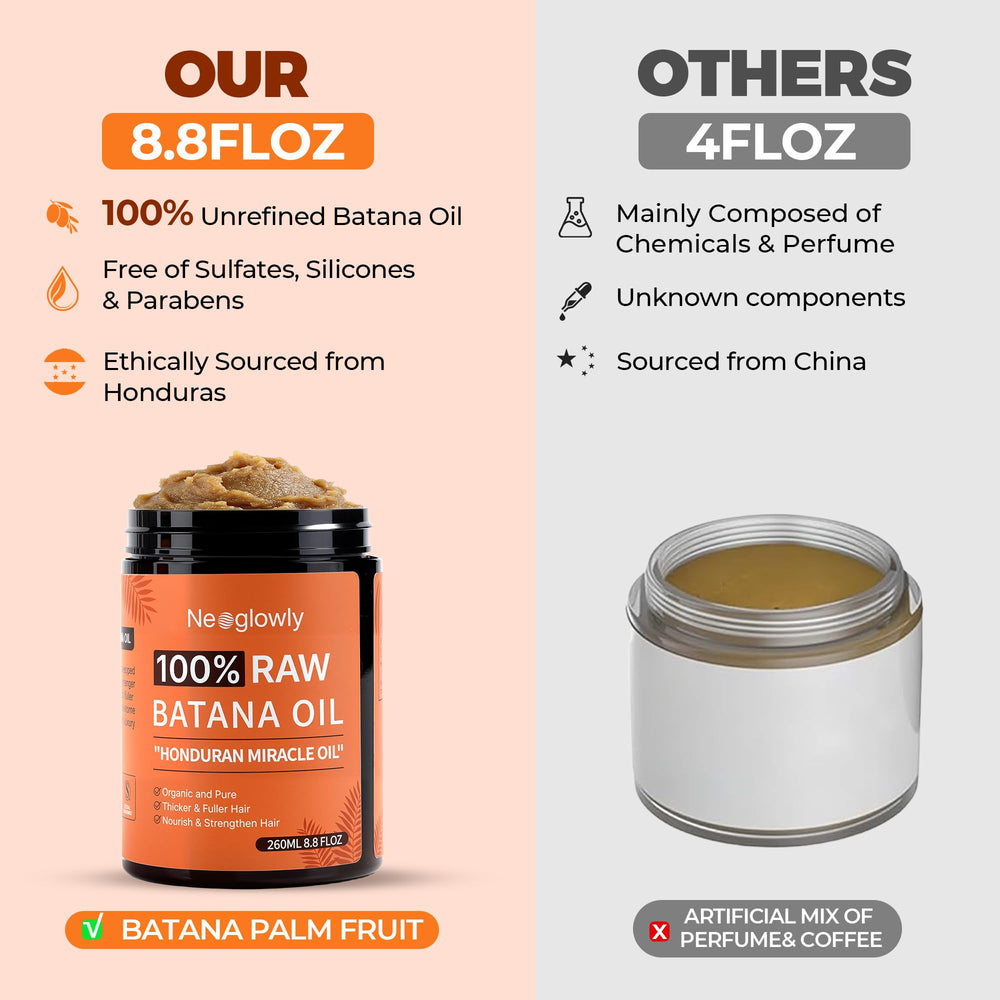 Neoglowly Batana Oil in hand for scalp massage and nourishment.