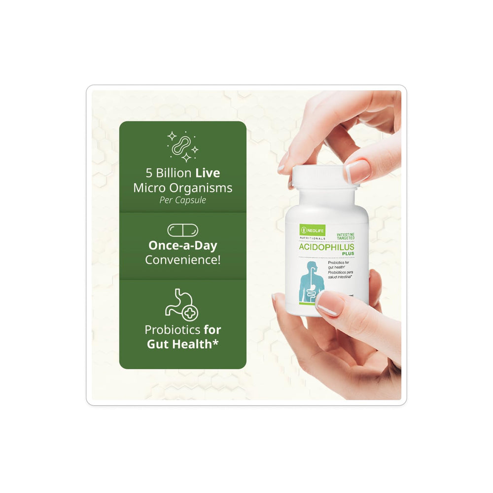 NeoLife Acidophilus Plus ingredients blend with five probiotic strains