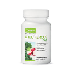 NeoLife Cruciferous Plus bottle close-up showing a convenient daily nutrition option.