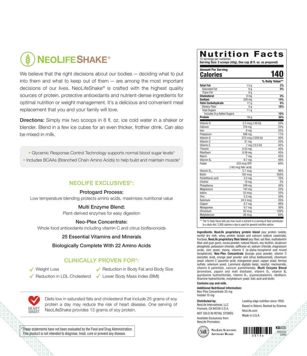 NeoLifeShake on-the-go packaging emphasizes quick, tasty nutrition for busy days.