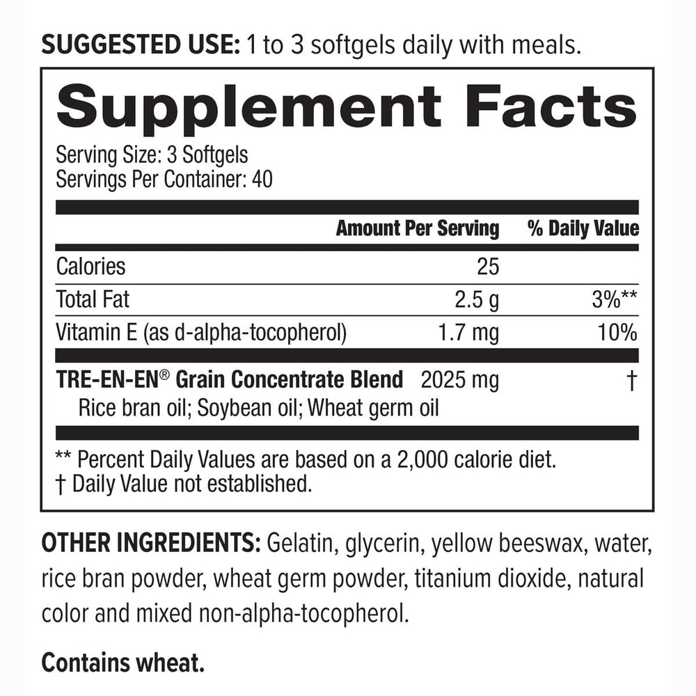 NeoLife TRE-en-en nutrition label emphasizing omega fats and benefits
