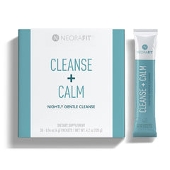 NeoraFit packet dissolving in warm water for gentle nightly cleansing.