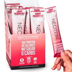 NEOTEIN Cherry Passionfruit electrolyte packets for on-the-go hydration
