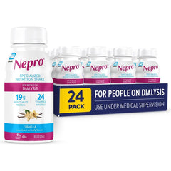 Nepro dialysis nutrition shake vanilla bottle ready to enjoy, supports protein intake on dialysis days.