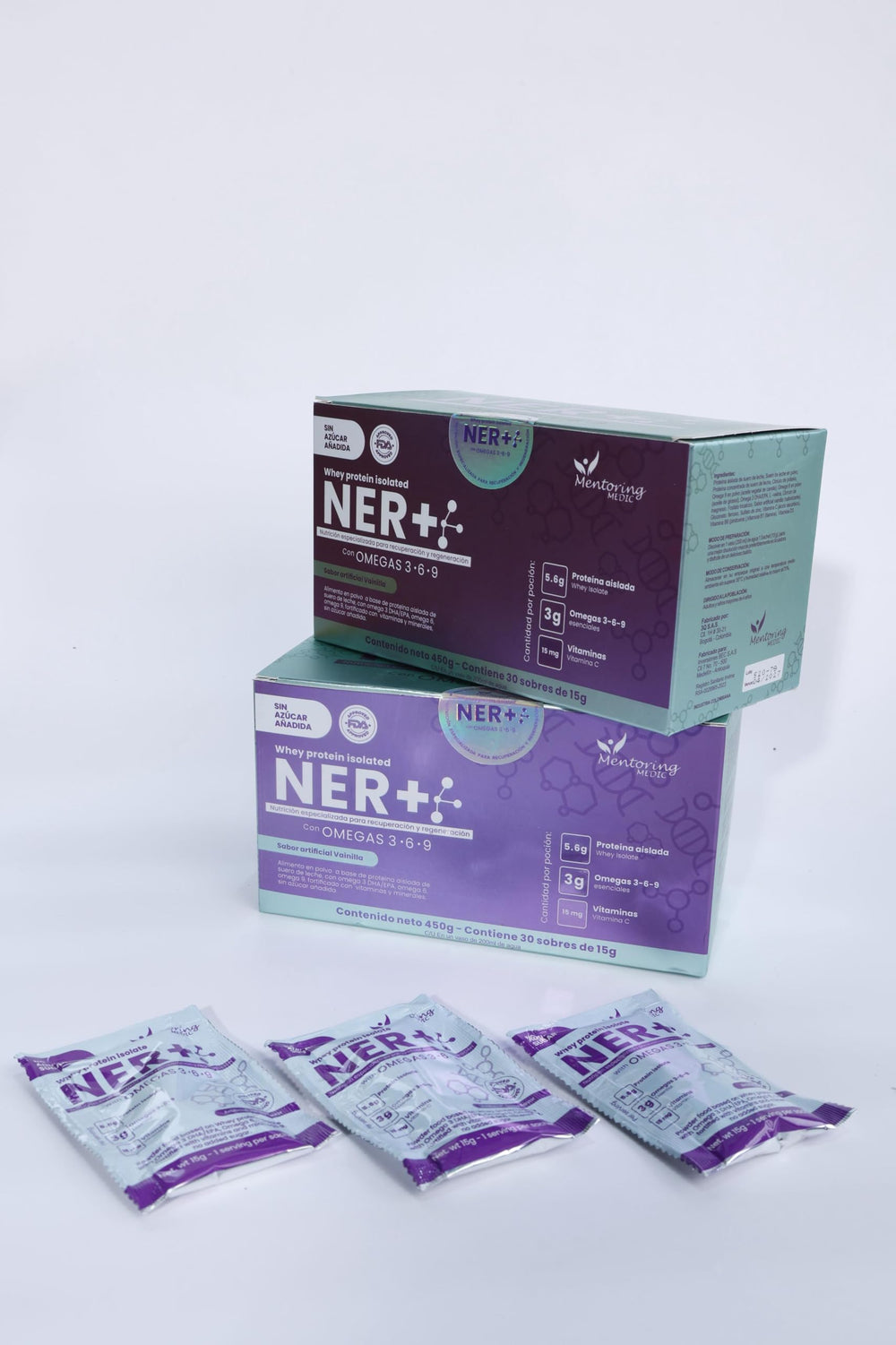 NER+ Iron Magnesium Zinc minerals pack shown for balanced nutrition.