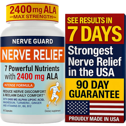 Nerve Guard bottle pour showing easy daily dosing for comfort