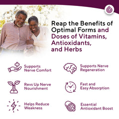 NERVE RENEW Optimizer 3 Pack capsules close-up shows 300 mg R-ALA for absorption.