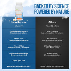 NerveReverse Nutrition benfotiamine detail emphasizes targeted support for energy metabolism.