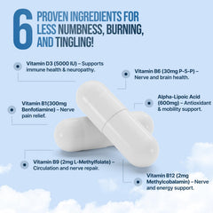 NerveReverse Nutrition label detail highlights alpha-lipoic acid and B vitamin blend.