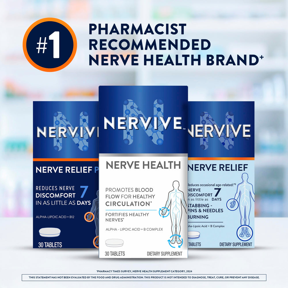 Nervive bottle pour demonstrating convenient dosing at home.