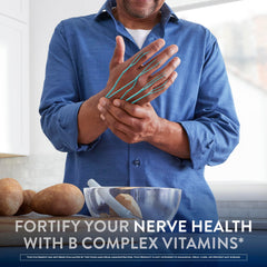 Nervive nerve health label closeup with alpha-lipoic acid and vitamins.