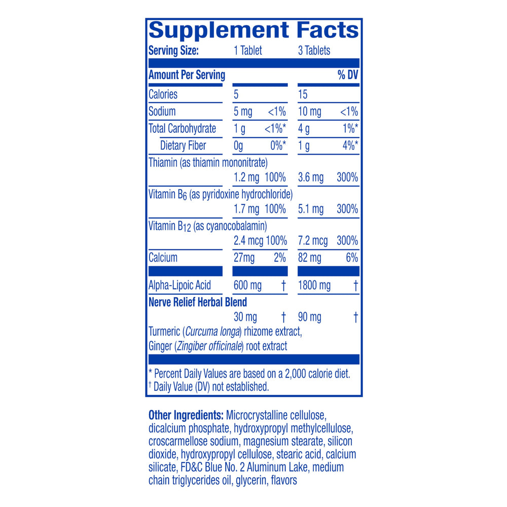 Nervive Nerve Relief tablets in hand on white surface for everyday use