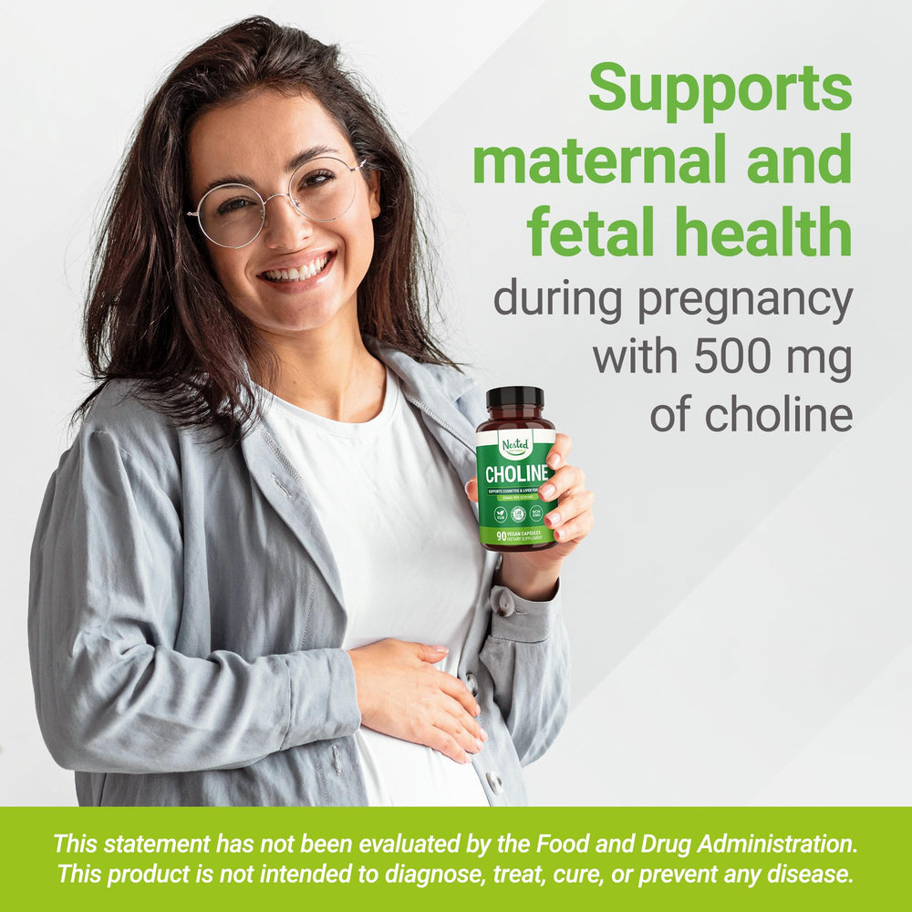 Nested Naturals Choline Bitartrate product hints prenatal wellness