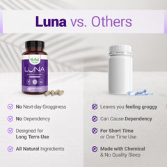 Nested Naturals Luna Sleep Aid on a nightstand, part of a calming bedtime routine.