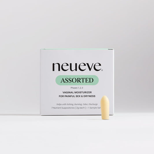 NeuEve Assorted Pack overview featuring three formula bottles for daily vaginal moisture support