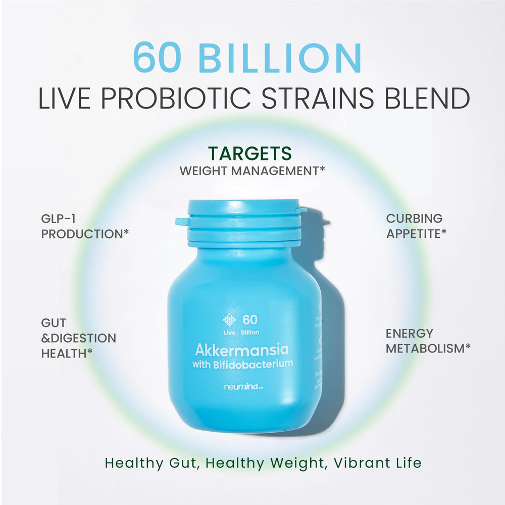 NEUMINA Akkermansia and Bifidobacterium capsules for convenient probiotic routine.