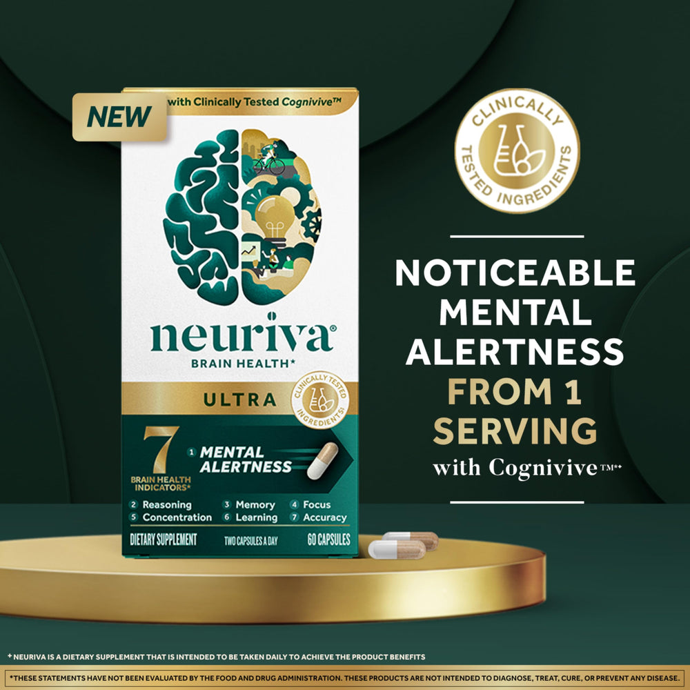 NEURIVA Ultra capsules on white background for daily focus