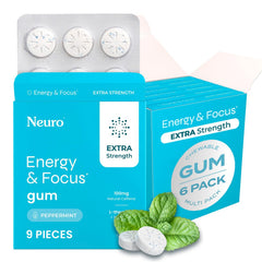 Neuro Energy & Focus Gum pack front view with minty flavor and quick energy