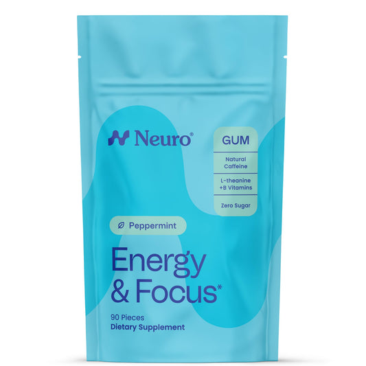 Neuro Energy Focus Gum Pack showing peppermint flavor for portable focus