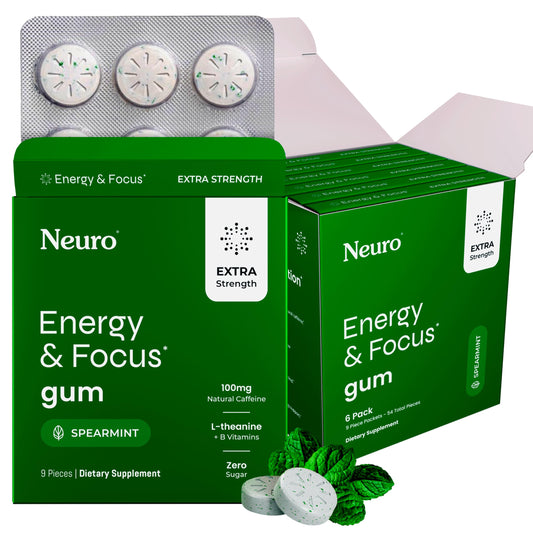 Neuro Energy & Focus Gum packaging for on-the-go focus