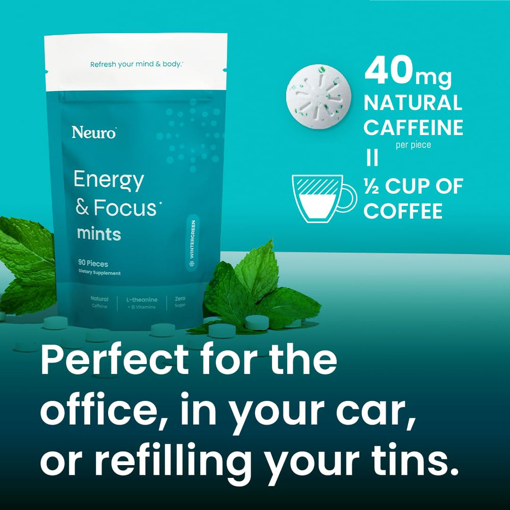 Active athlete uses Neuro Energy & Focus Mints mid-workout for quick mental edge.