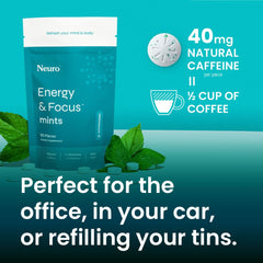 Active athlete uses Neuro Energy & Focus Mints mid-workout for quick mental edge.