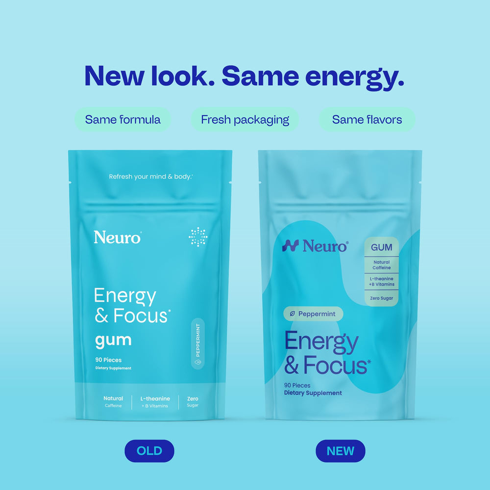 Neuro Energy Peppermint Gum Piece with smooth texture for quick energy
